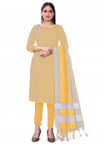 Cotton Jacquard Yellow Casual Wear Printed Dress Material